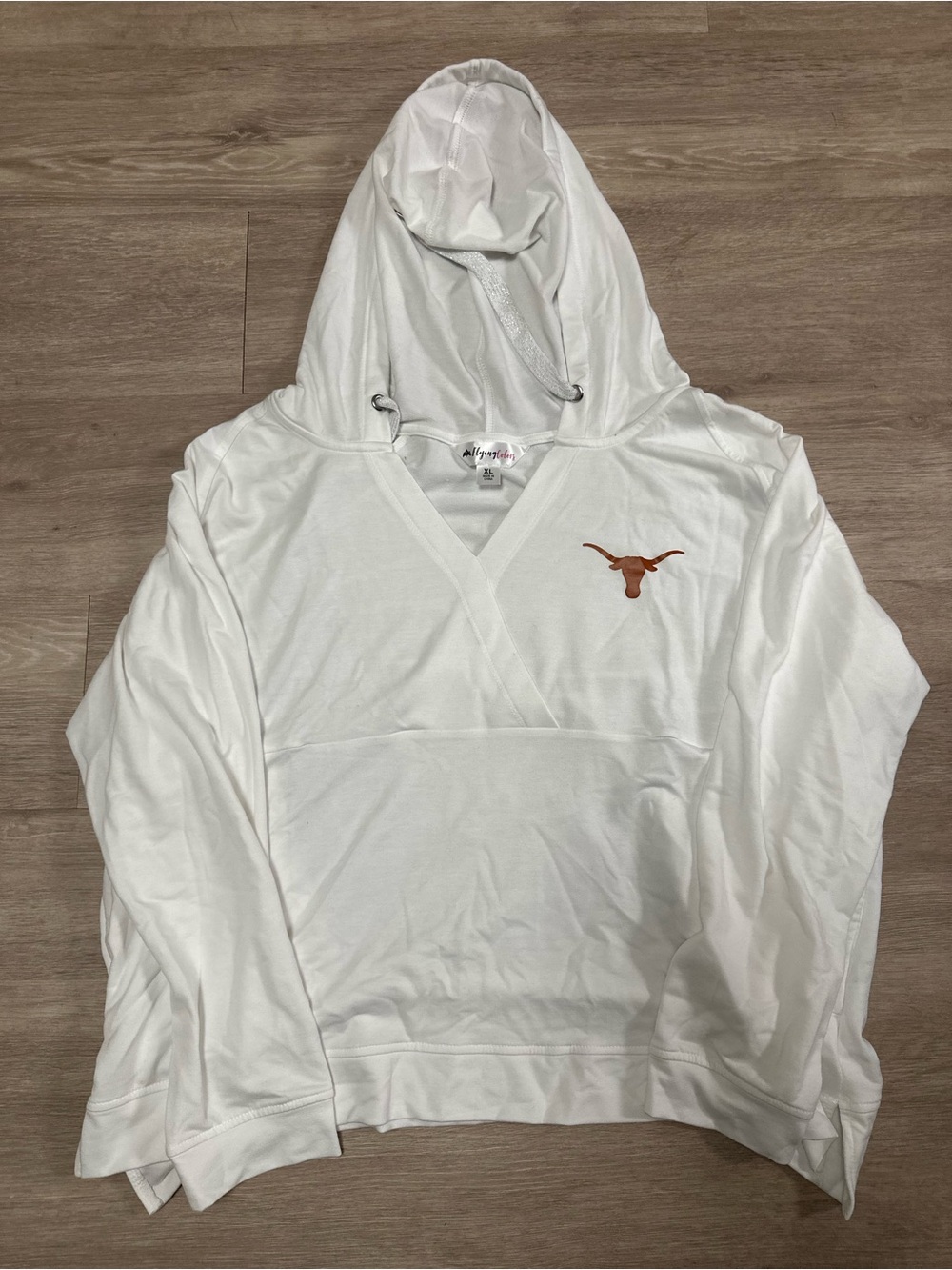 **NEW** University of Texas White Hoodie with Burnt Orange Longhorn Logo Sz XL